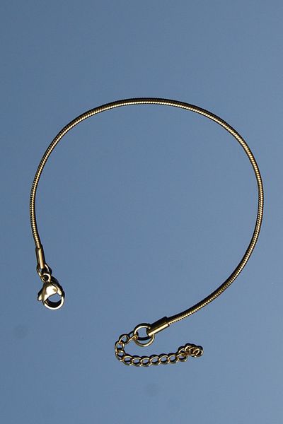 Rua Jewelry Steel Italian Round Snake Bracelet 1 mm Gold Color |   Non-Blackening, Unisex, 2 Years Warranty