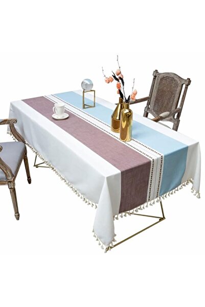 Generic مفارش طاولة نيوستايل، مفرش طاولة من القطن والكتان لطاولة الطعام، غطاء...