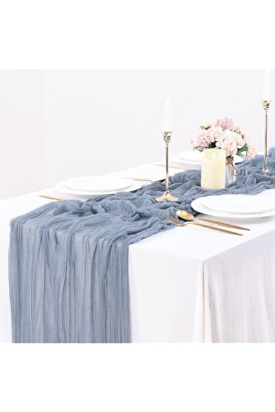 Generic Defsedar Linen Table Runner Farmhouse Striped Handwoven Tassel (Blue ...