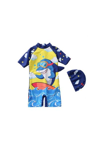 Mixbo Children's One-Piece Swimsuit, Mixbo, Baby Shark Multicolor Two Pieces XXL