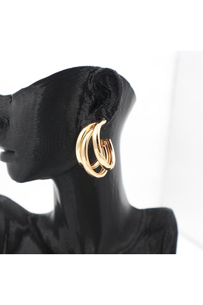 Retrovy Store Gold & Coffee Harmony – Set of 3 Earrings