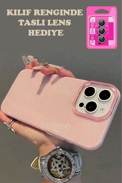 SUPPO iPhone 14 Glossy Glitter Premium Case Black with Camera Lens Protector Gift