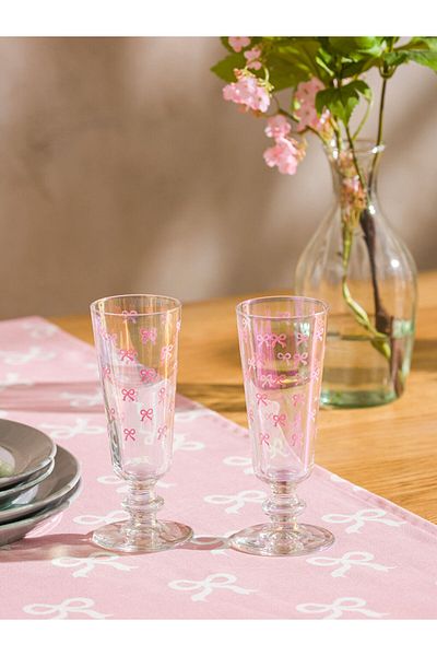 LC Waikiki Stylish Choices by Esvab Clothing |   Pink Bow Printed Footed Water Glass 180 ml