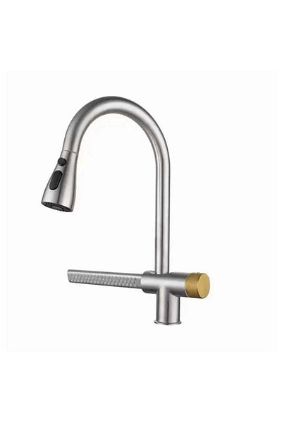 Alessandro DESIGN Baterie Bucatarie cu Dus Extractibil Inox Argintiu Cu Functie Cascada YB 1500 S