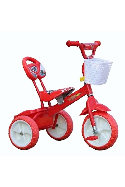 Mixbo Tricicletă cu pedale pentru copii, 3 roți, coș de jucării, roșu