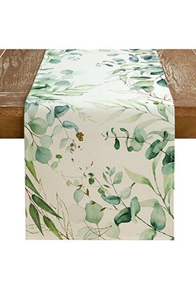 Generic مفرش طاولة ربيعي من GEEORY مصنوع من نبات الأوكالبتوس الأخضر، مقاس 72 ...