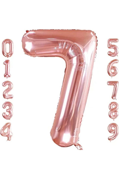 Işıltı Balon Dükkanı 7 Years Old Rose Gold Foil Balloon 34 Inch (76-82 cm)