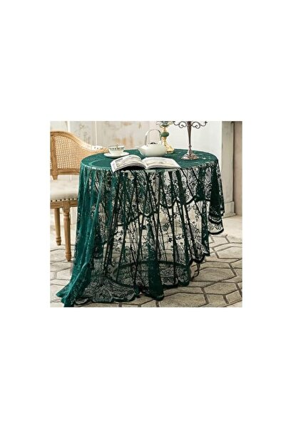 Generic XGMSD Retro Lace Dining Table Tablecloth,Round Shape 150cm/190cm Holl...