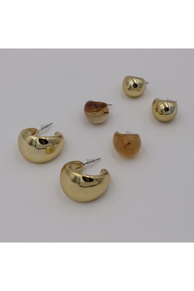 Retrovy Store Moon Touch 3-Piece Earring Set