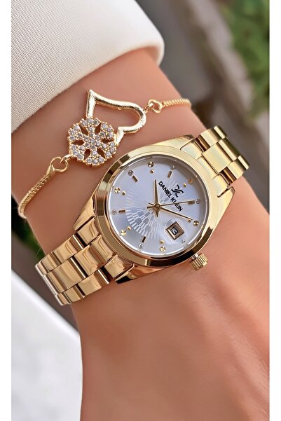 Daniel Klein Marka Altın Renk Su Geçirmez 2 Yıl Garantili Kadın Kol Saati - Bileklik Hediyeli