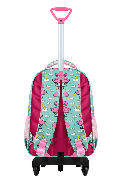 Kingston Hill Flamingo Çekçek 3 Lü Ilkokul Çanta Seti - Sabit Çekçek Mekanizması (KATLANIR ÖN AYAK)