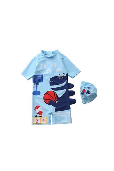 Mixbo Children's One-Piece Swimsuit, Mixbo, Blue Dinosaur XXL