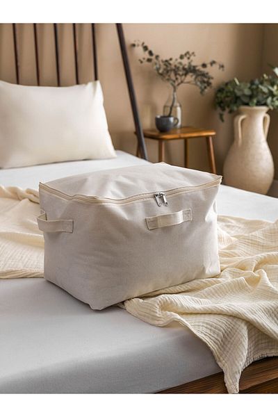 LC Waikiki White Zippered Fabric Bag 38X25X25 cm
