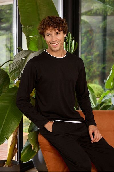 Modestia Kocabey 9222 Men's O Neck Pajama Set - Black - XL
