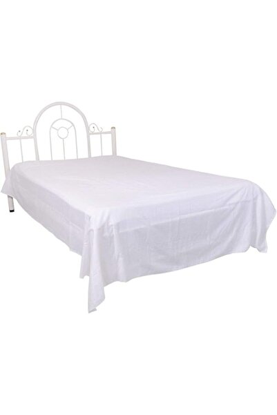 Generic ملاءة سرير فندقية بيضاء مسطحة، مقاس توأم/فردي، مصنوعة من القطن