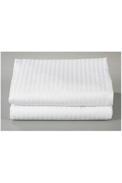 Generic ملاءة سرير كينج تكس مايسترو مخططة من الساتان، 160 × 280 سم، أبيض، BS1...