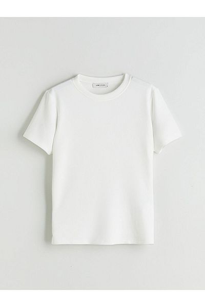 LC Waikiki Quality Parts from Celebi Store |   Ecru Crew Neck Women's T-Shirt