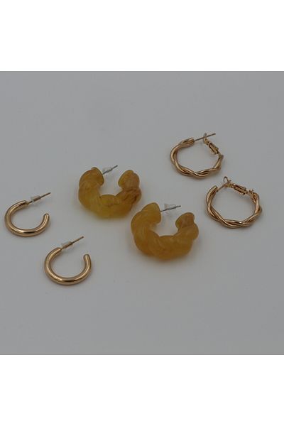Retrovy Store Modern Ring 3-Piece Earring Set