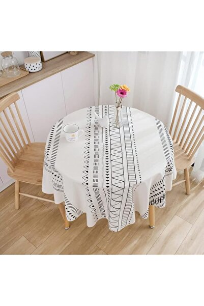 Generic Round Tablecloth Cotton Geometric Patterns Decoration 150cm, Large Ta...