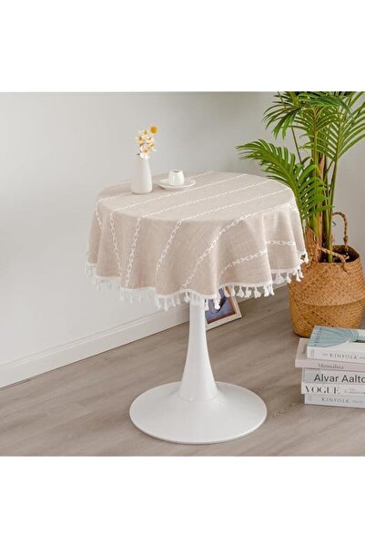 Generic مفرش طاولة دائري صغير ريفي من YHRY، قابل للغسل، مفرش طاولة من الكتان ...