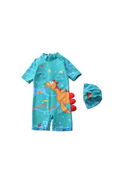 Mixbo Children's Swimsuit Dino Turquoise Two-Piece L