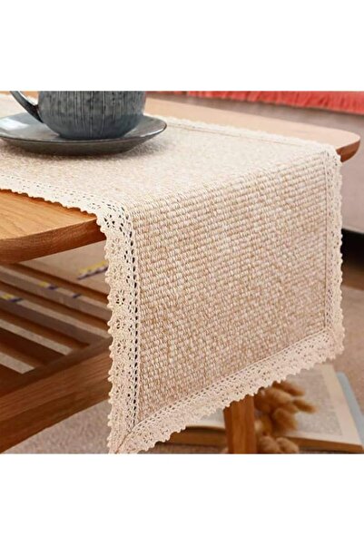 Generic مفارش طاولة من الدانتيل الكريمي من Mtoye Tasera، مفرش طاولة بتصميم عص...