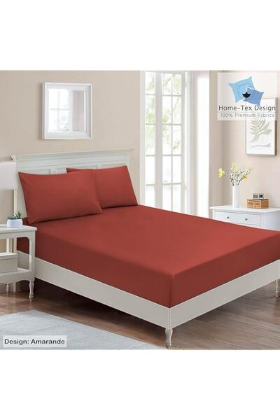 Generic Premium 100% Long Staple Cotton Red/Maroon Fitted Bed Sheet Set Queen...