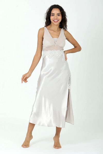 Modestia Bondy Women's 2305 Satin 2-Piece Nightgown Pajama Set - Mink - m