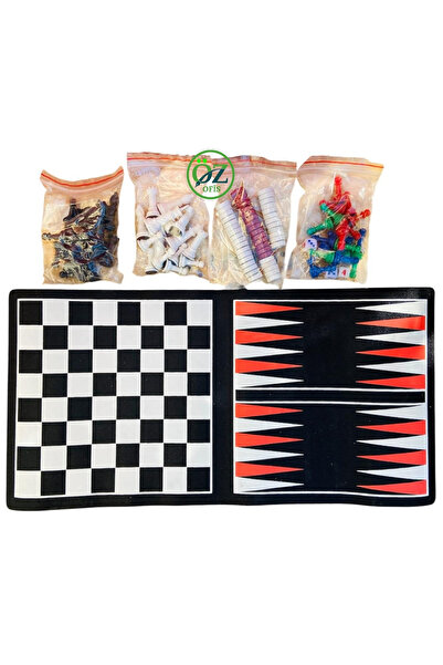 ÖZ OFİS 4'lü Oyun Seti Kızma Birader Tavla Satranç Dama Özel Kutulu Set