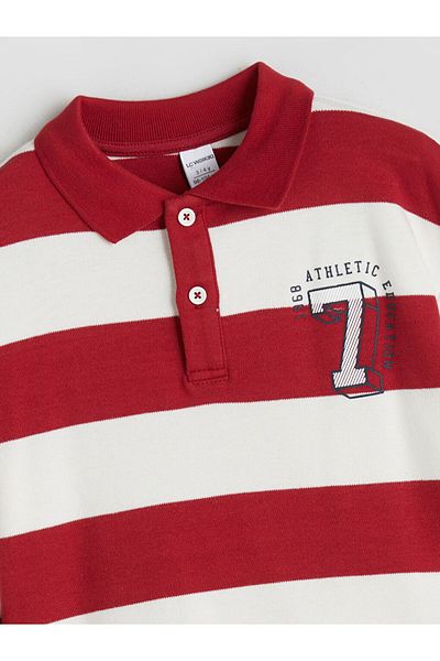 LC Waikiki Quality Parts from Celebi Store |   Red Polo Neck Striped Boy's Sweatshirt