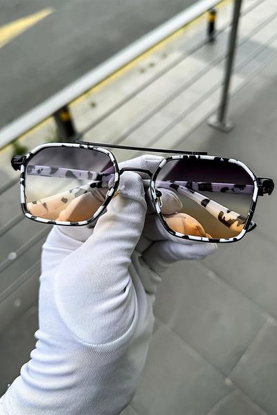Roger Bacon Dalmatian Pattern Pilot Model Unisex Sunglasses Gradient Glass