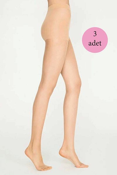 PRATİKOBA 3 Pieces Shiny Fit 15 Lycra Pantyhose Light Skin