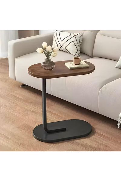 Kardett Modern C coffee side table, metal frame, walnut wood, table or laptop stand, 45x30x60 cm
