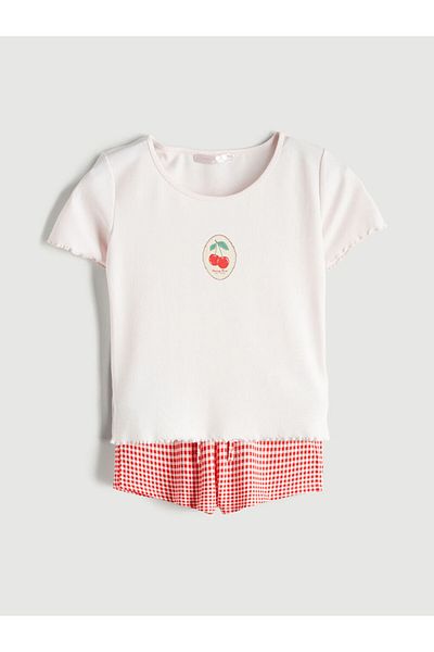 LC Waikiki Sparkling Selections from Shining Store |   Red Cherry Printed Women's Shorts Pajama Set