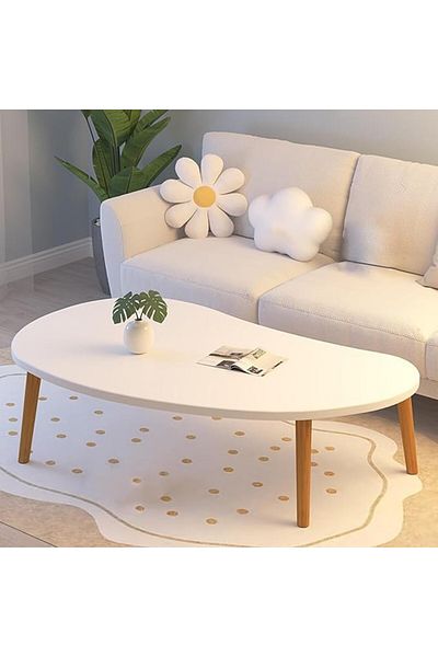 Kardett Masa de cafea moderna, masuta ovala forma mango, 80x40x50 cm, pentru living, dormitor, balcon