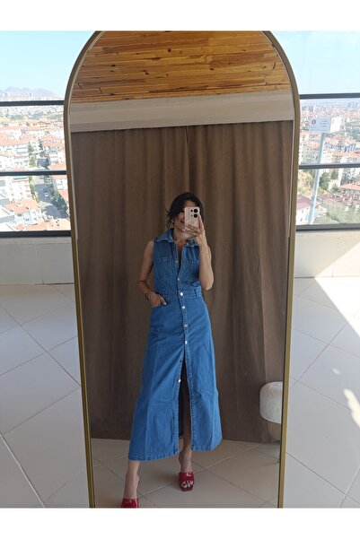 Uzun Denim Elbise