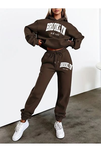 macklin Unisex Men's Women's Brooklyn Printed Oversize 3 Thread Hooded Tracksuit Set