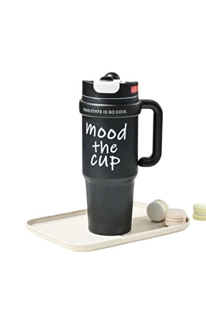 Mixbo Termos Mood The Cup cu pai si maner, otel inoxidabil, 1000 ml, negru