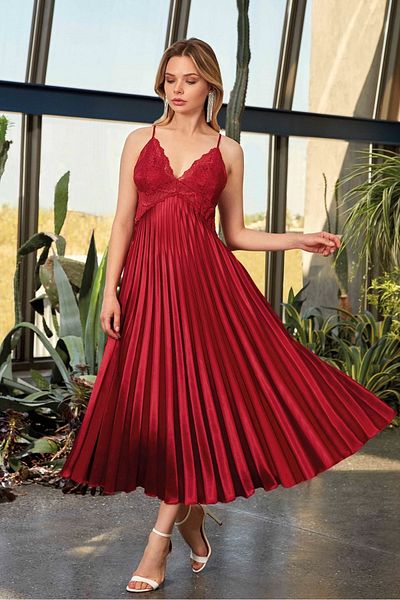 Modestia Nurteks 7115 Long Satin Nightgown - Burgundy - m