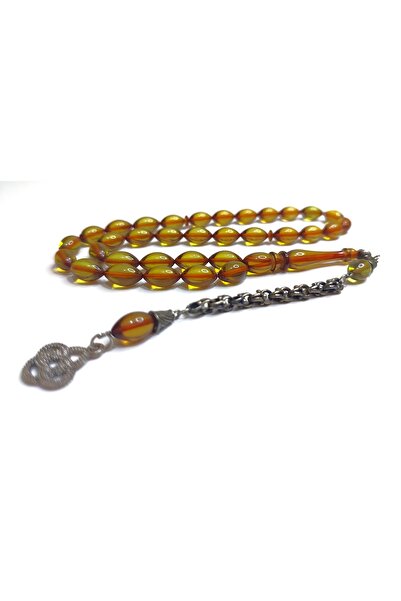 Kehribar Türkiye Erkek Hediyelik Arpa Kesim Hakiki Ateş Kehribar Tesbih - Ser...