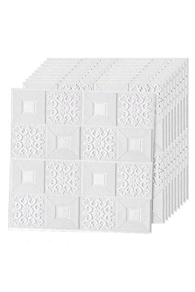 Teno Σετ 10x Tapet 3D Teno®, suprafata acoperire 4,9 mp, 70x70 cm, alb