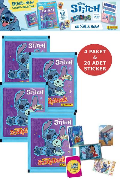 TOYFEST 4 Pack Stitch Panini Super Scrapbook Sticker 20 Pieces Sticker