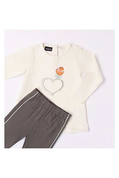 Sarabanda Set blouse and leggings for girls, Sarabanda, Alb/Gri, 98-104 cm