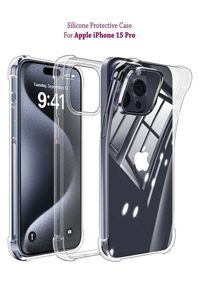Generic Silicone Protective Back Case Cover For Apple iPhone 15 Pro Transparent