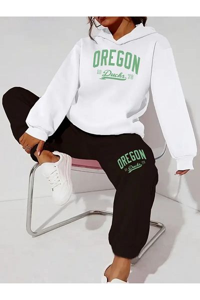 macklin Unisex ανδρικό γυναικείο σετ φόρμας με κουκούλα με 3 κλωστές με στάμπα Oregon