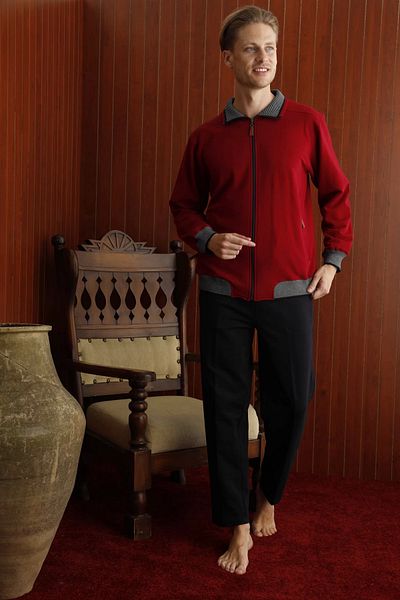 Modestia Kocabey 7424 Men's Battal Apaj Collar Long Sleeve Tracksuit Set