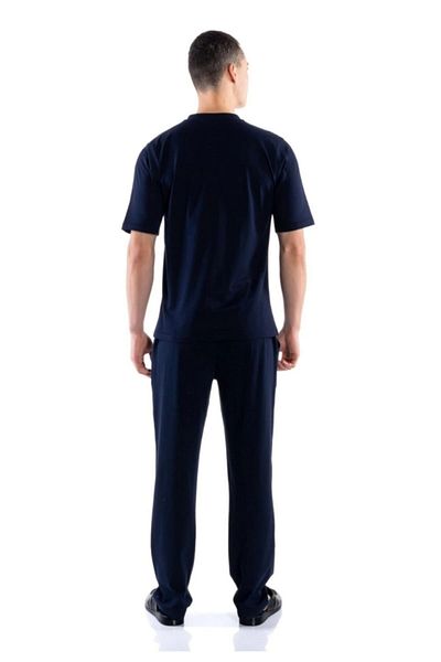 Modestia D's Damat 02000 Short Sleeve 3-Piece Men's Pajama Set - Navy Blue - m