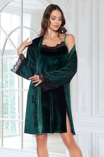 Modestia Flz 32-70 Velvet Dressing Gown and Nightgown Set