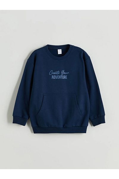 LC Waikiki Lcw Kids Navy Blue Printed Boys Sweatshirt and Sweatpants Bottom 2'Li