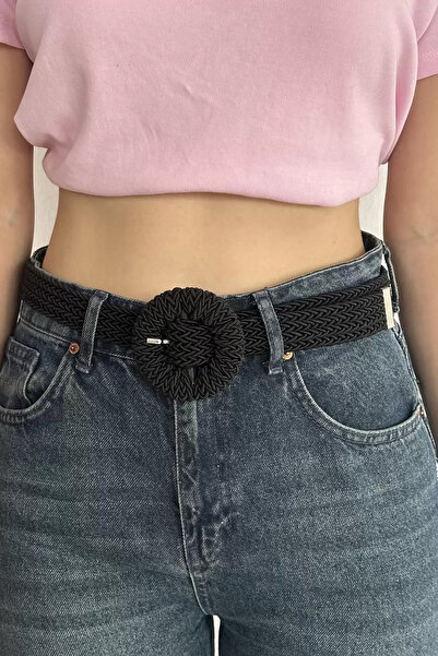 Mutenaura Black Color Straw Women's Belt